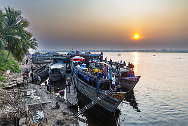 Riverboats on the Congo river, Mbandaka, Equateur province, Democratic Republic of Congo, Africa