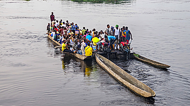 River boat on the Congo river, Mbandaka, Equateur province, Democratic Republic of Congo, Africa