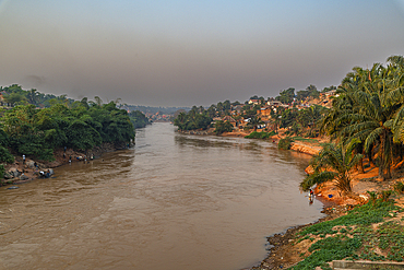 Tshikapa River flowing in the Kasai river in Tshikapa, Kasai, Democratic Republic of Congo, Africa