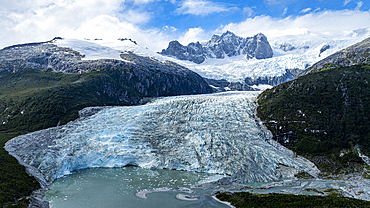 Aerial of Pia glacier, Tierra del Fuego, Chile, South America