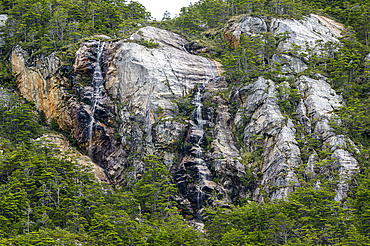 Waterfall at Potter glacier, Tierra del Fuego, Chile, South America