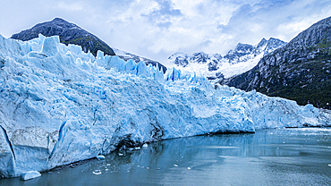 Aerial of Potter glacier, Tierra del Fuego, Chile, South America