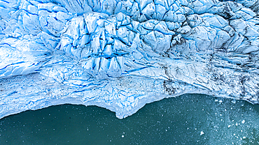 Aerial of Potter glacier, Tierra del Fuego, Chile, South America