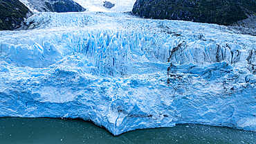 Aerial of Potter glacier, Tierra del Fuego, Chile, South America