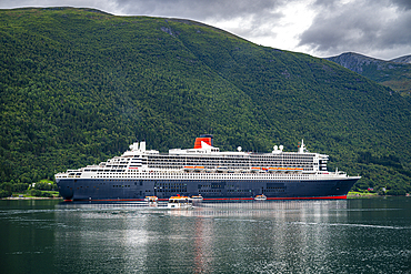 Queen Mary 2 anchoring in Andalsnes, Norway