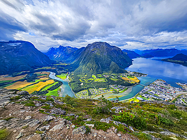 View over the mountainous scenery around Andalsnes, More og Romsdal, Norway, Scandinavia, Europe