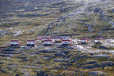 Tourist lodge near the Eqi glacier, Ilulissat, Western Greenland, Denmark, Polar Regions