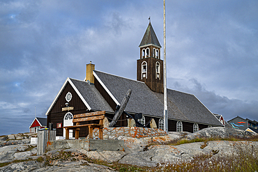 Wooden church in Ilulissat, Western Greenland, Denmark, Polar Regions