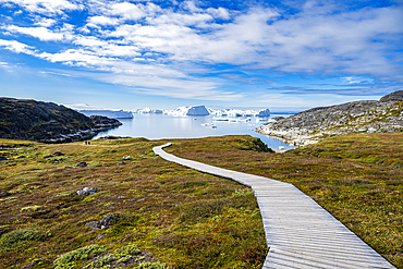 View over the Ilulissat Icefjord, UNESCO World Heritage Site, Western Greenland, Denmark, Polar Regions