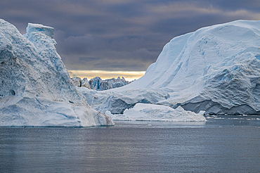 Floating icebergs, Ilulissat Icefjord, UNESCO World Heritage Site, Western Greenland, Denmark, Polar Regions