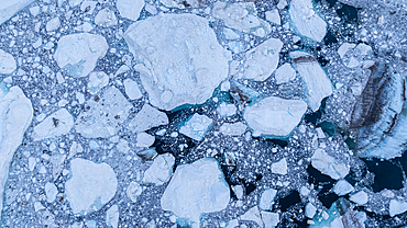 Aerial of the Ilulissat Icefjord, UNESCO World Heritage Site, Western Greenland, Denmark, Polar Regions