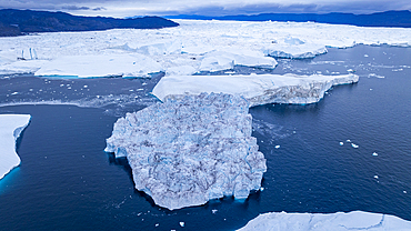 Aerial of the Ilulissat Icefjord, UNESCO World Heritage Site, Western Greenland, Denmark, Polar Regions