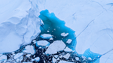 Aerial of the Ilulissat Icefjord, UNESCO World Heritage Site, Western Greenland, Denmark, Polar Regions