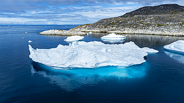 Aerial of the Ilulissat Icefjord, UNESCO World Heritage Site, Western Greenland, Denmark, Polar Regions