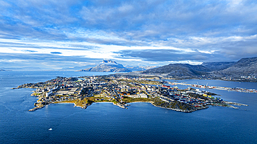 Aerial of Nuuk, capital of Greenland, Denmark, Polar Regions