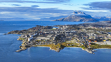 Aerial of Nuuk, capital of Greenland, Denmark, Polar Regions