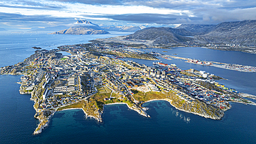 Aerial of Nuuk, capital of Greenland, Denmark, Polar Regions