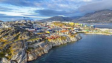 Aerial of Nuuk, capital of Greenland, Denmark, Polar Regions