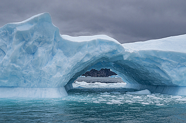 Giant ice arch in the Nuuk Icefjord, Western Greenland, Denmark, Polar Regions