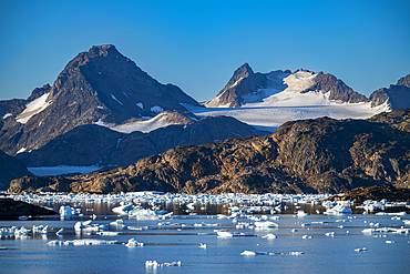 Mountainous fjord, Kulusuk, Greenland, Denmark, Polar Regions