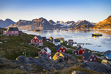 Mountaimous fjord, Kulusuk, Greenland, Denmark, Polar Regions