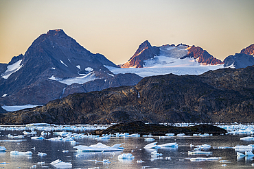 Mountainous fjord, Kulusuk, Greenland, Denmark, Polar Regions