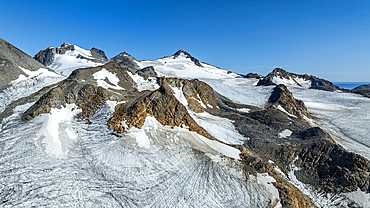 Aerial of a glacier, Kulusuk, Greenland, Denmark, Polar Regions