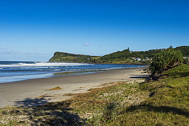 Long sandy beach in Lennox Head, Byron Bay, Queensland, Australia, Pacific