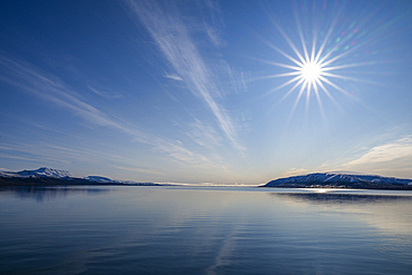 Backlight in the waters around Axel Heiberg island, Nunavut, Canadian Arctic, Canada, North America