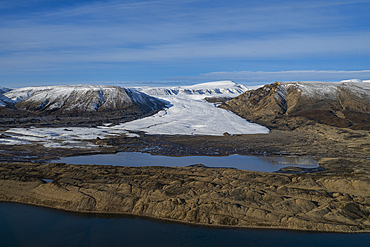 Aerial of Axel Heiberg island, Nunavut, Canadian Arctic, Canada, North America