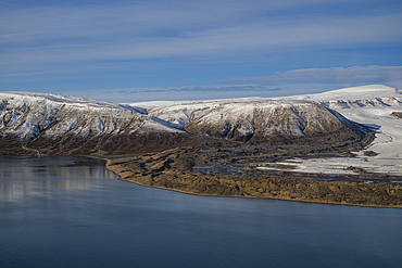 Aerial of Axel Heiberg island, Nunavut, Canadian Arctic, Canada, North America