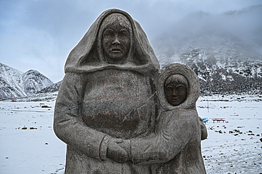 Inuit memorial, Grise Fjord, most northern community in America, Nunavut, Canadian Arctic, Canada, North America