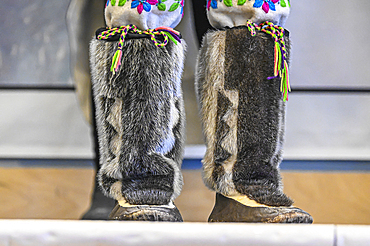 Closeup of Caribu shoes, Grise Fjord, most northern community in America, Nunavut, Canadian Arctic, Canada, North America