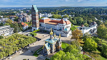 Aerial of the Unesco world heritage site, Matthildenhoehe, Darmstadt, Germany