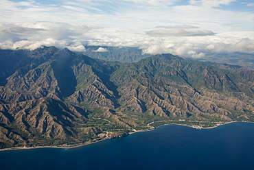 Aerial of the costal exclave Oecusse (Oecussi), East Timor, Southeast Asia, Asia