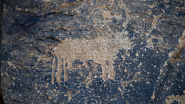 Rock art on a rock formation in Tigui, Tibesti Mountains, Chad, Africa