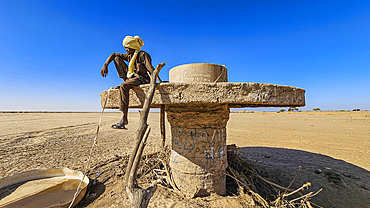 Water hole in the sand dunes, Tibesti Mountains, Chad, Africa