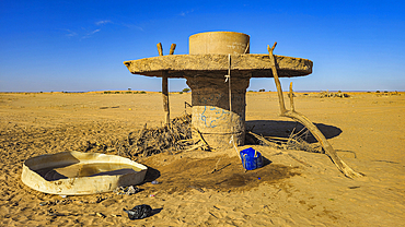 Water hole in the sand dunes, Tibesti Mountains, Chad, Africa