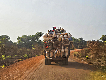 Overloaded truck, Eastern Central African Republic