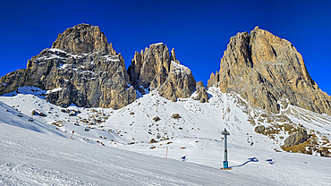 Sassolongo or Langkofelscharte, Canazei, Unesco site Dolomites, Italy