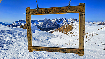 Ciampak valley over Alba, in winter Unesco site Dolomites, Italy