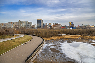 Riverbank of the Yenisey river, Krasnoyarsk, Siberia, Russia