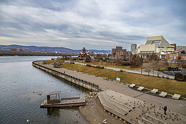 Riverbank of the Yenisey river, Krasnoyarsk, Siberia, Russia
