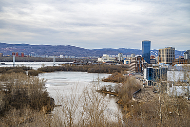 Overlook over the Yenisey river, Krasnoyarsk, Siberia, Russia