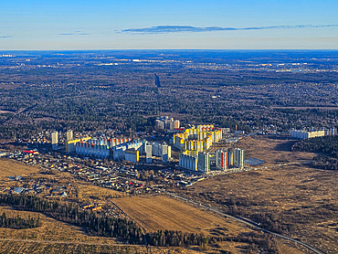 Aerial of the satellitte cities of Moscow, Russia