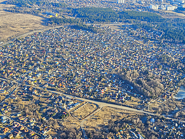 Aerial of the satellitte cities of Moscow, Russia