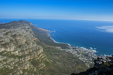 View over Camps Bay, Cape Town, Table Mountain, South Africa, Africa