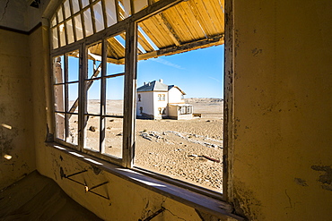 Window of an old colonial house, old diamond ghost town, Kolmanskop (Coleman's Hill), near Luderitz, Namibia, Africa