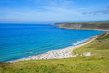 View over Sennen Cove, Cornwall, England, United Kingdom, Europe