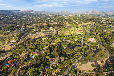 Aerial over Encinitas from a hot air balloon, California, United States of America, North America